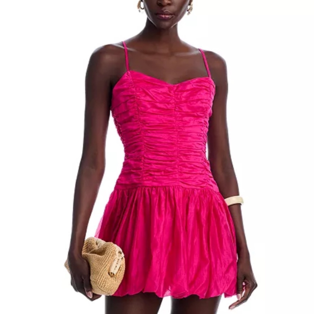 Aqua Ruched Bubble Dress NWT – Size M, Pink